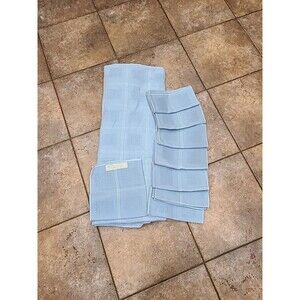 VTG SOFT BLUE TABLECLOTH 60" x 100" + 17" NAPKINS (8) LOVELY WOVEN DESIGN